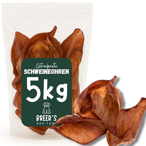 BREERs Getrocknete Schweineohren für Hunde 5 Kg Kauartikel aus Schwein, Hundeleckerli getreidefrei, Kausnack, Leckerli Hund, eigene deutsche Herstellung