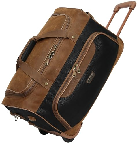 Rocklands® Lightweight Suede Wheeled Holdall Trolley Suitcase Large Small Duffle Travel Bag with Telescopic Handle (Small 20 (H51xW27xD29 cm), Black)