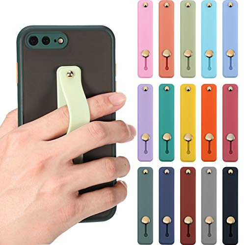Weewooday 15 Pieces Phone Grip Strap Telescopic Finger Loop Finger Strap Holder Silicone Stretch Grip Stand for Most Mobile Phone and Tablets(Colorful)