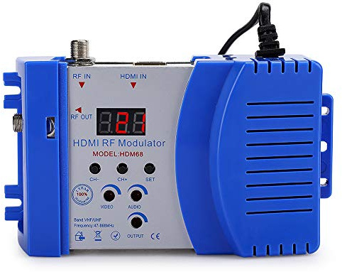 PUSOKEI Modulatore HD, Modulatore di frequenza HDMI RF VHF/UHF Analogico, Ingresso RF Femmina HDMI e Uscita RF Femmina, Convertitore Audio Video TV Formato Pal TV