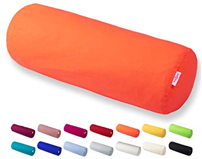 beties Basic XL Nackenrollenbezug ca. 25x70 cm Kissenhülle 100% Baumwolle in vielen fröhlichen Uni-Farben (orange)