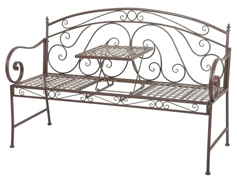 Spetebo Metall Gartenbank 2/3 Sitzer - 148 x 55 x 96 cm