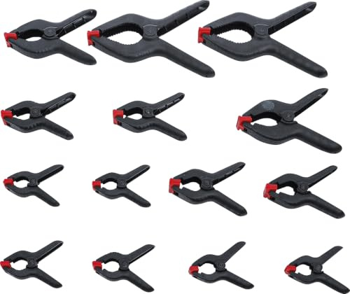 BGS Diy 91837 | Leimzwingen-Satz | 14-tlg. | Nylon-Griff | Stahlfeder | Bewegliche Backen | 6x 75 mm, 4x 100 mm, 2x 150 mm, 2x 225 mm | Spannbereich bis 88 mm