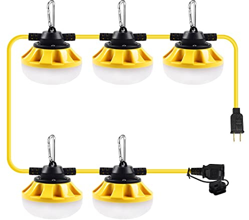 50FT Construction String Lights LED Industrial Grade Best for Construction Sites, Renovation, Walkways,Patio，Mine cave, Outdoor, and Other Outdoor Lighting Solutions Use,Free for Climbing Hook