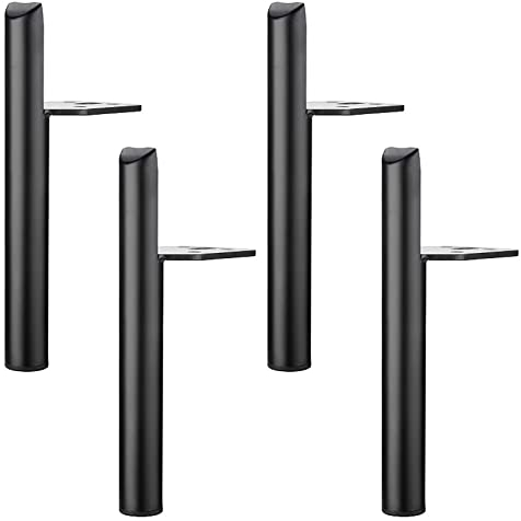 SHUIOG 4 Stück Ersatz Möbelfüße Metall, 6 / 15cm Schwarz Möbelfüsse, DIY Möbel Füße Tischbeine Schrankfüsse, (15cm, Black)