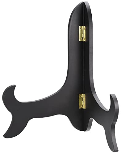 sourcing map 2pcs 10 Easel Plate Holder, Wooden Folding Display Stand Black for Decorative Picture Frame