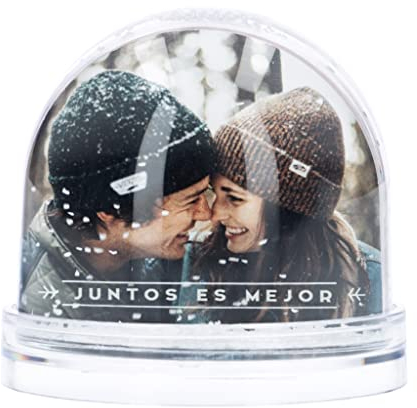 Wanapix | Palla di Neve Personalizzata con 2 foto | Palla di Neve con Foto e Testo| Regalo per Natale/Compleanni/San Valentino| Ficchi di Neve | 8,5x9 cm