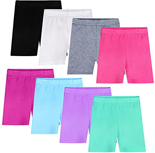 Auranso 8er Set Radlerhose Kinder Mädchen Kurze Leggings Shorts Unterhosen Sport Tanz für 2-10 Jahre 8-10 Jahre Mehrfarbig 1