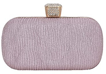 CORIOS Clutch Damen Glitter Handtasche Glänzend Schultertasche Kette Abendtasche Elegante Umhängetasche für Cocktailparty Abendparty Tanzparty Rosa