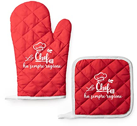 Set da Cucina Guanto da Forno e Presina Colorati Festa della Mamma Dei Nonni Personalizzato Idea Regalo Speciale Compleanno Natale per Mamma Nonna Cuoco Cucina Famiglia Lo Chef Ha Sempre Ragione
