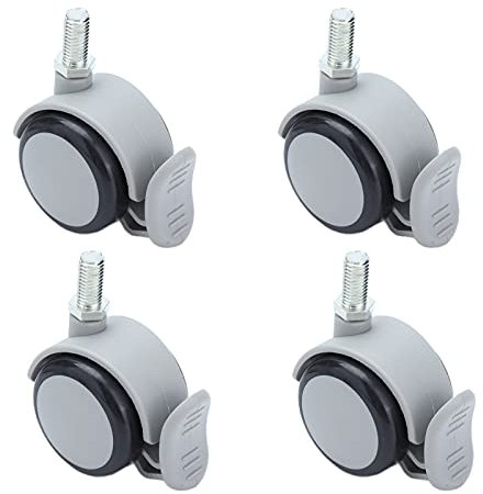Lenkrollen, 5,1 cm Lenkrollen mit Feststellbarem Schaft, M10-Gewinde, Lenkrollen, Set mit 4 Hochleistungsrollen, Gummibremsräder für Möbel, Drehzubehör, Bürostühle