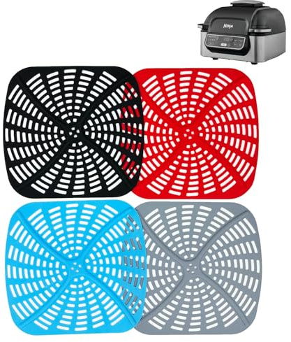 4pcs Air Fryer Liner Reusable for Ninja Foodi Health Grill and Air Fryer AG301UK, Non-Stick Air Fryer Mat Accessories, Silicone Replacement for Paper Liner, BPA Free & Easy Clean, 21cm x 22cm