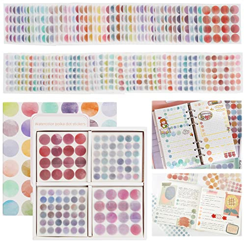Runde Punktaufkleber 2600 Stück Bunt Klebepunkte, 100 Blätter Bunt Runde Aufkleber 8mm/15mm Washi Rund Aufkleber Selbstklebende Markierungspunkte Etiketten für Scrapbooking Kalender