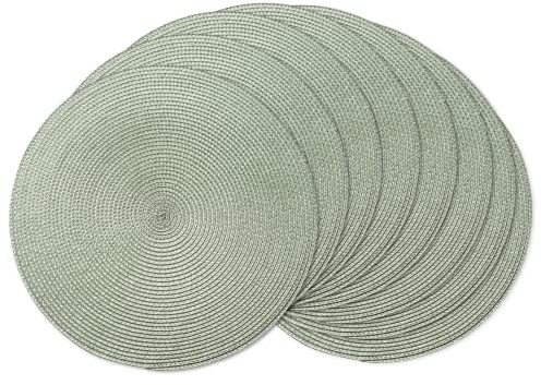 AHHFSMEI Round Braided Placemats 15 Inch Round Table Mats for Dining Tables Natural Woven Heat Resistant Place mats Set of 8 (Sage Green,8)