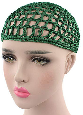 BYUTFA Filet à Cheveux en Maille pour Femme - Bonnet au Crochet - Couleur Unie - Couverture de Nuit - Turban