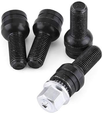 TKSE Auto Radbolzen, 4+1 M14 X 1,5mm Universal Radschrauben und Radmuttern Set Stahl Mit Schlüssel Autoreifen Felgenschloss Radbolzen Autozubehör