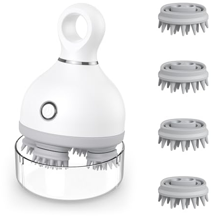 ORIA Pet Massager for Dogs, Handheld Cat Massager Dog Massager, Electric Scalp Massager, Cordless Head Massager with 4 Massage Heads, 3 Kneading Modes, for Relaxation, Stress Release