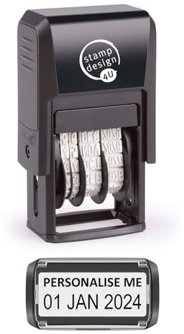 4850 Personalised Changeable Self Inking Date Stamp - Black Inkpad