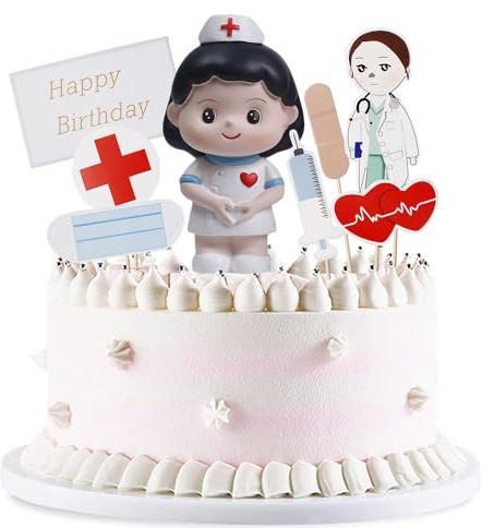 YGCHEN Tortendeko Krankenschwester Kuchen Deko Mini Nurse Figuren Medical Theme Geburtstag Kuchen Dekoration Nursing Kuchendeckel 8 Stück