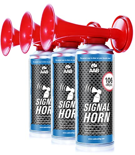 AABCOOLING Signal Horn 3X Nicht brennbar-106 dB(A), Bis zu 120 Signale, Camping, Erste Hilfe Sicherheit, Sport Outdoor Aktivitäten, Bärenabwehr, Stadionhupe, Fussball Trompete, Airhorn K4