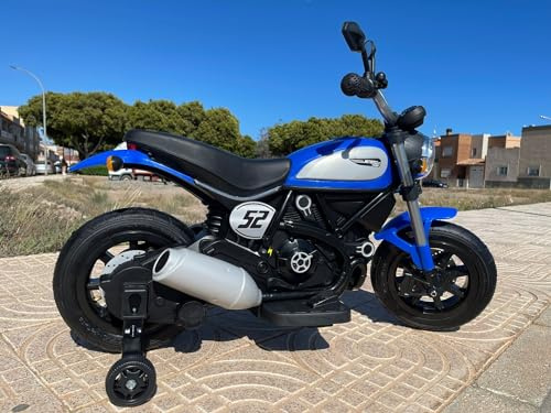 Elektrisk motorcykel för barn 12v Scrambler, lufthjul, 2-6 år (blå)