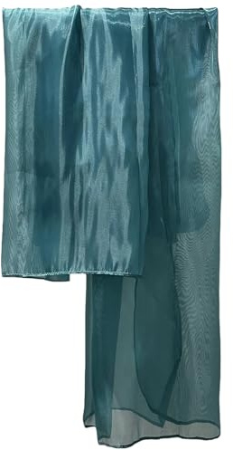 GFM® Bufanda iridiscente brillante de organza para noche, boda, damas de honor o bailes de graduación, Verde azulado: 180 cm, L