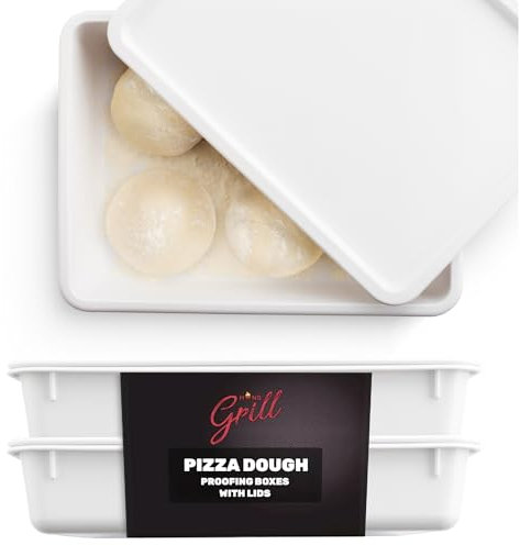 Hans Grill Pizza Dough Proofing Box - Pack of 2 Stackable BPA-Free Trays with Covers - Perfect as a Bread Proofing Box and Dough Container - Premium Quality Pizza Storage Container (2 Pack Large)