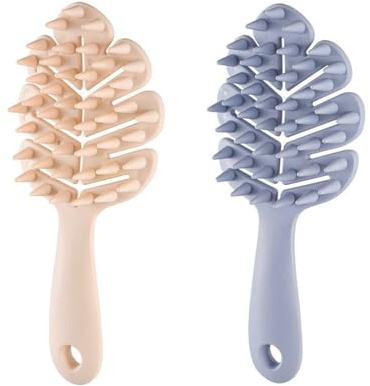 KASESSS 2 Pièces Brosse Massage Cuir Chevelu, Brosse Cuir Chevelu Forme de Feuille, Massage Cheveux en Silicone, Humide & Sec Scalp Massager, Brosse Shampoing Cheveux pour Nettoyage, Exfoliation