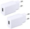 2 pezzi Caricabatterie Alimentatore USB 5V/2A Caricatore USB Presa Spinotto 10W Compatibile con Cuffie,Smartphone,Orologio intelligente,Lettori elettronici,tablet,Luce a LED