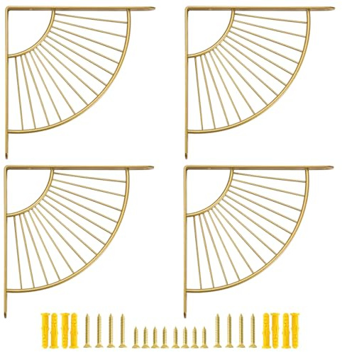 Z Metnal Kleine dekorative Regalhalterungen, 15,2 cm, Messing, Metall, goldfarben, Wanddekoration, 15 cm, moderne Regalhalterung für selbstgemachte schwebende Regale, goldfarben, 4 Stück
