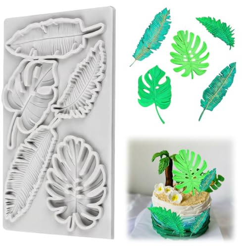 Stampo Decorare Torte Tappetino, 12x20cm Foglie Forma Torta, Forma di Foglie 3D Stampo in Silicone,Stampi Silicona Picoligelati,per Caramelle per Pasta di Zucchero, Cioccolato, Fondente, Burro, Sapone