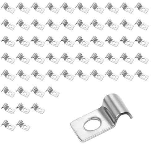LNSYSNS 60 Pezzi Collari per Tubi, M6 Fermacavi Muro, Acciaio Inossidabile 304 Ferma Cavi da Muro, Argento Morsetto per Tubo Staffa a U, per Casa, Giardino, Fattoria e Balcone