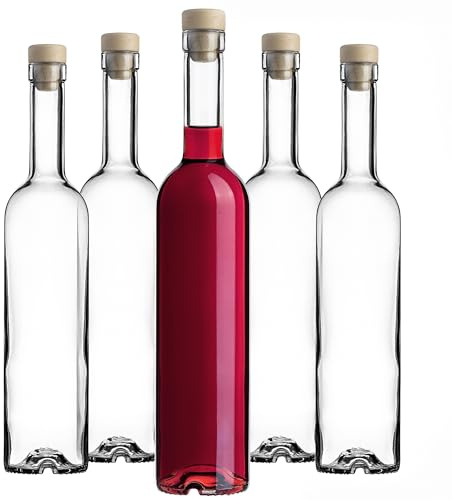 KADAX 50er Set Glasflaschen 500ml mit Korken – Leere Flaschen zum Befüllen für Likör, Schnaps, Öl & Essig, ideal zum Verschenken, Refillable Glass Bottles