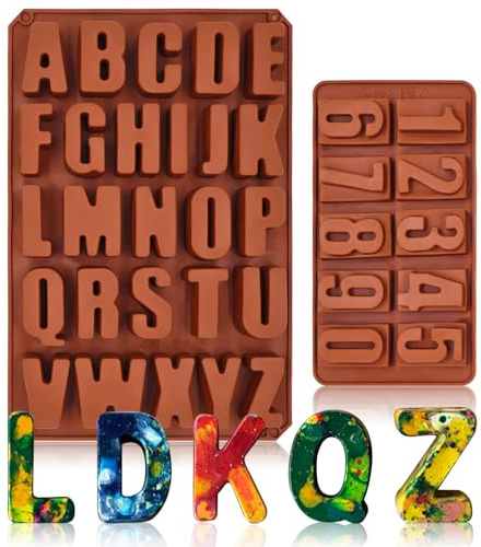 Larger Alphabet Baking Molds, Silicone Letter Cake Mold, Number 0-9 Chocolate Silicone Mold 26 Cavities Letter for Making Ice Candy Biscuit