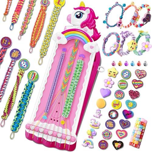 Unicorno Kit Braccialetti dell’Amicizia, 182 Pezzi Arti e Mestieri per Ragazze 4-12 Anni, Fili Colorati, Perline & Clip Facile, DIY Creativo Regali di Compleanno Natale per Bambini 5 6 7 8 9 10 11 12