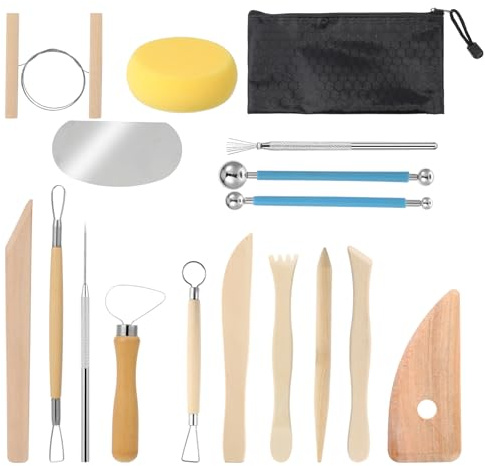 Quilax 17 Stück Töpferwerkzeug Set,Keramik Werkzeug,Modellierwerkzeug,DIY Kit,für Modellbau,Schnitzarbeiten,Weihnachten Kerzenherstellung,für Profis Anfänger