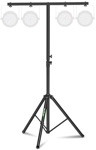 NiuNyuNeu Dj Light Stand T Bar Metal Stage Stand for Par Lights Tripod Light Stand with Crossbar Mount, Single