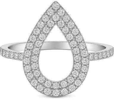 Stfery Damenring Platin Verlobungsring, Diamantring Doppelter Tropfenförmiger Gr.65 (20.7)