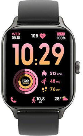 ICE-WATCH - Ice fit RT 3.0 Black - Montre connectée de Sport Noire pour Homme avec Bracelet en Silicone - 025277 (1,75 Pouces)