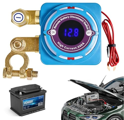 GOEDCH 12V Batterie Trennschalter 240A mit Fernbedienung: Drahtloser Ferngesteuerter Auto Trennschalter, Fernbedienbarer Batterietrennschalter, Himmelblau, für Wohnmobil und ATV