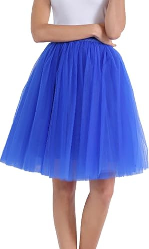 Tüllrock Lang Damen Mit Elastische Hohe Taille Puffy Tüll Röcke Tütü Rock Rockabilly Midirock Große Größen A-Linie S-XL