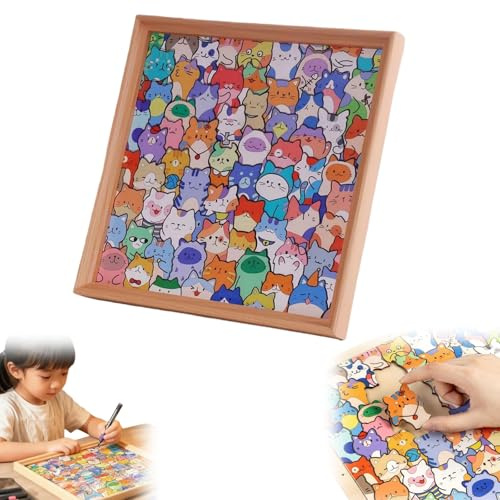 Cornice puzzle in legno fai da te a forma di gatto, puzzle da colorare in legno, cornice portafoto creativa fatta a mano, decorazione per la casa e gli amanti del mestiere