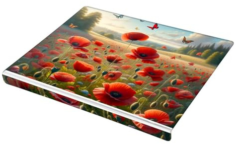 Planche à découper motif fleurs de coquelicot avec rebord de comptoir, planche à découper pour légumes, 41,9 x 34 cm