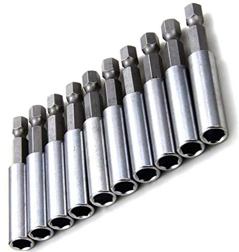 Delaman 10Pcs Portainserti Lungo per Avvitatore, Prolunga per Cacciavite, Cacciavite Magnetico Presa di Estensione Presa Punte, 1/4 Utensili Elettrici Esagonali