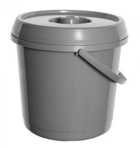 Home In Style 14L Litre Plastic Bucket With Lid Carry Handle 3 Gallon Ideal for Tub Animal Feed Bird Seed Pet Food Storage Bin Pail Household,Paint,Camping Buckets (Grey)