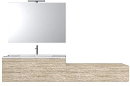 VE.CA - Cascata - Mobile bagno con lavabo - Mobile bagno sospeso - Design moderno - Colore Rovere Vintage - Arredo bagno - Arriva già montato - Made in Italy