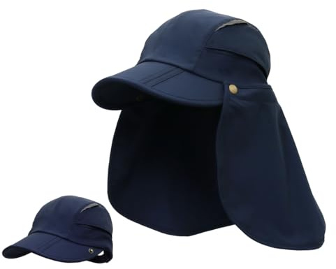 Magracy Mens Womens Outdoor Wide Brim Sun Cap Mesh UPF50+ Neck Flap Hat Fishing Hats