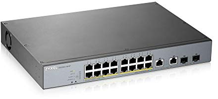 Zyxel Gigabit Smart-Managed PoE+ Switch mit 16 Ports, einem Budget von 250 W und zwei Gigabit-Combo-Ports mit Nebula Cloud Management, Long Range PoE Switch [GS1350-18HP]