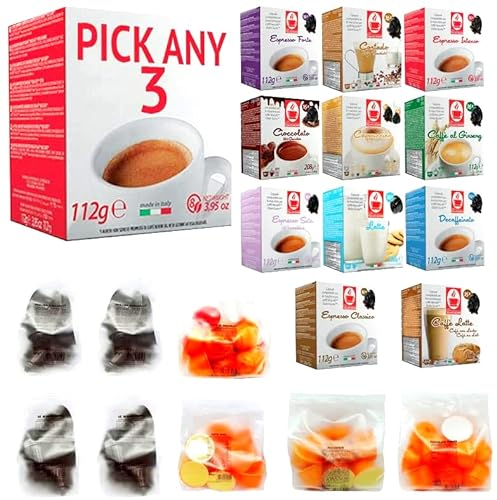 Bonini Coffee, Tea and Chocolate Pods, Dolce Gusto Compatible Pods. Pick Any 3 from 20+ Flavours Inc. Espresso Decaf, Cappuccino, Hot Chocolate, Caffe Latte, Hazelnut, Caramel, Irish and More