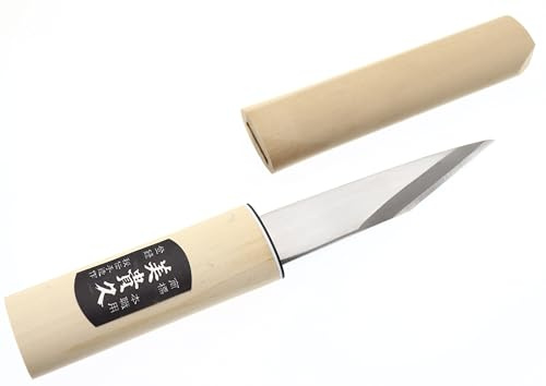 Ikeuti Couteau Artisanal Kiridashi Katana Lame Carbone Menuiserie Ebénisterie Bois- Forgé Main au Japon (Polie, 120 mm)